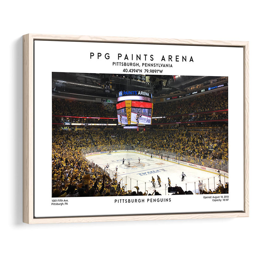 Ppg Paints Arena, Pittsburgh Hockey Stadium Wall Art Print, Sport Art Print, Framed Canvas Print Wall Art