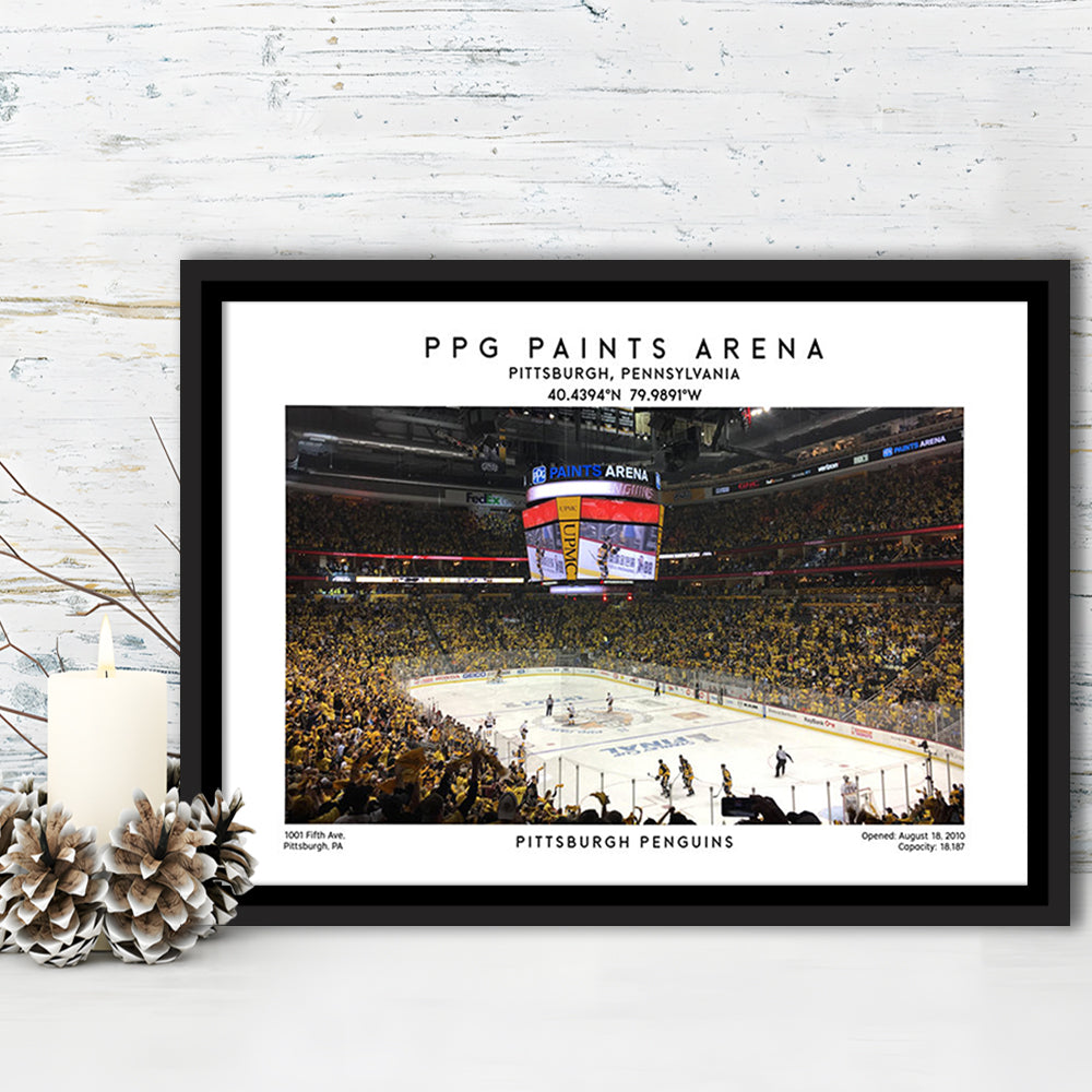 Ppg Paints Arena, Pittsburgh Hockey Stadium Wall Art Print, Sport Art Print, Framed Canvas Print Wall Art