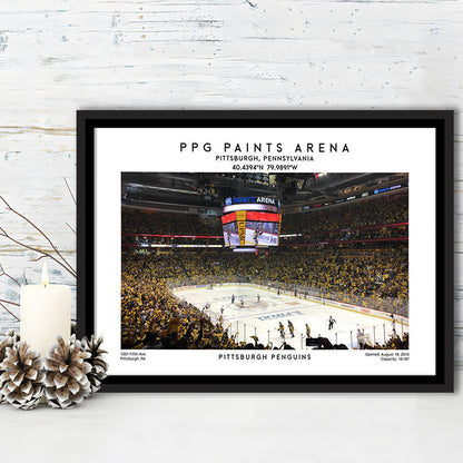 Ppg Paints Arena, Pittsburgh Hockey Stadium Wall Art Print, Sport Art Print, Framed Canvas Print Wall Art