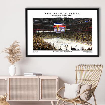 Ppg Paints Arena, Pittsburgh Hockey Stadium Wall Art Print, Sport Art Print, Framed Canvas Print Wall Art