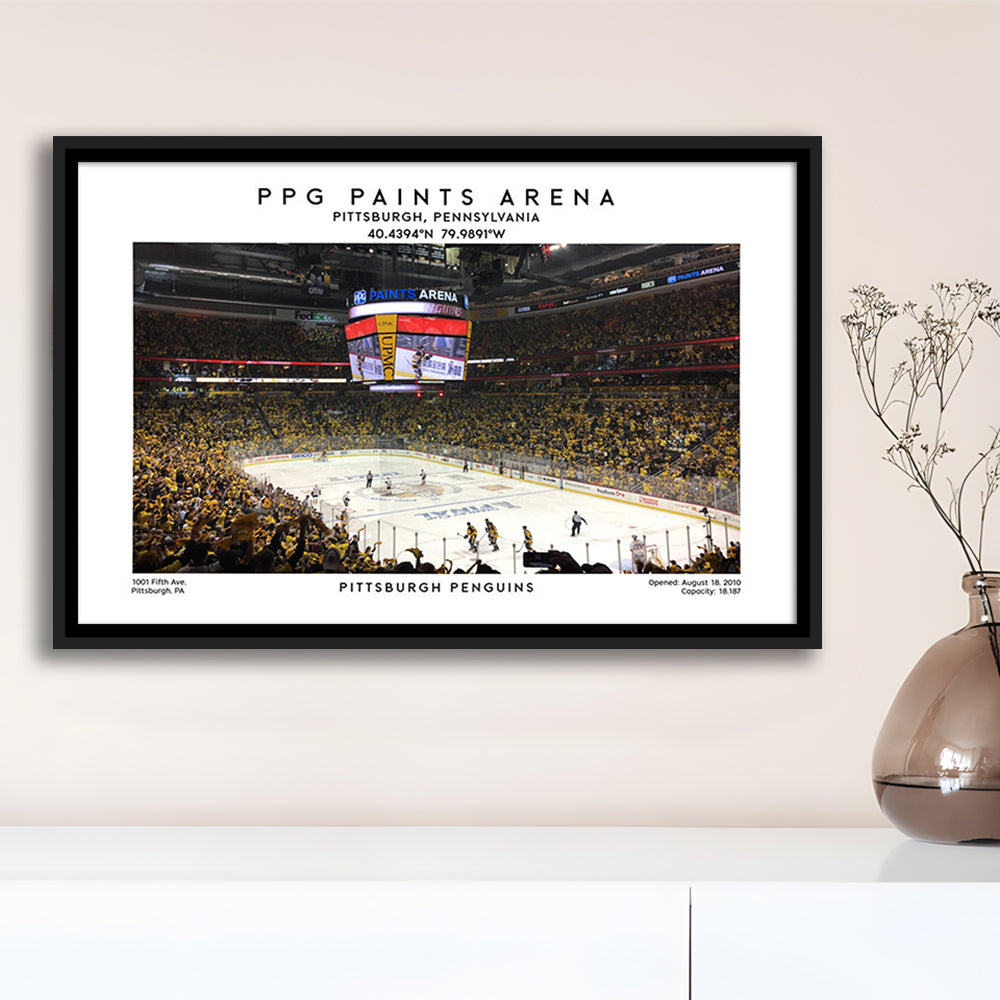 Ppg Paints Arena, Pittsburgh Hockey Stadium Wall Art Print, Sport Art Print, Framed Canvas Print Wall Art
