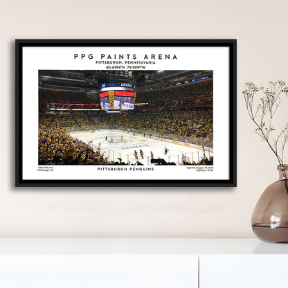 Ppg Paints Arena, Pittsburgh Hockey Stadium Wall Art Print, Sport Art Print, Framed Canvas Print Wall Art