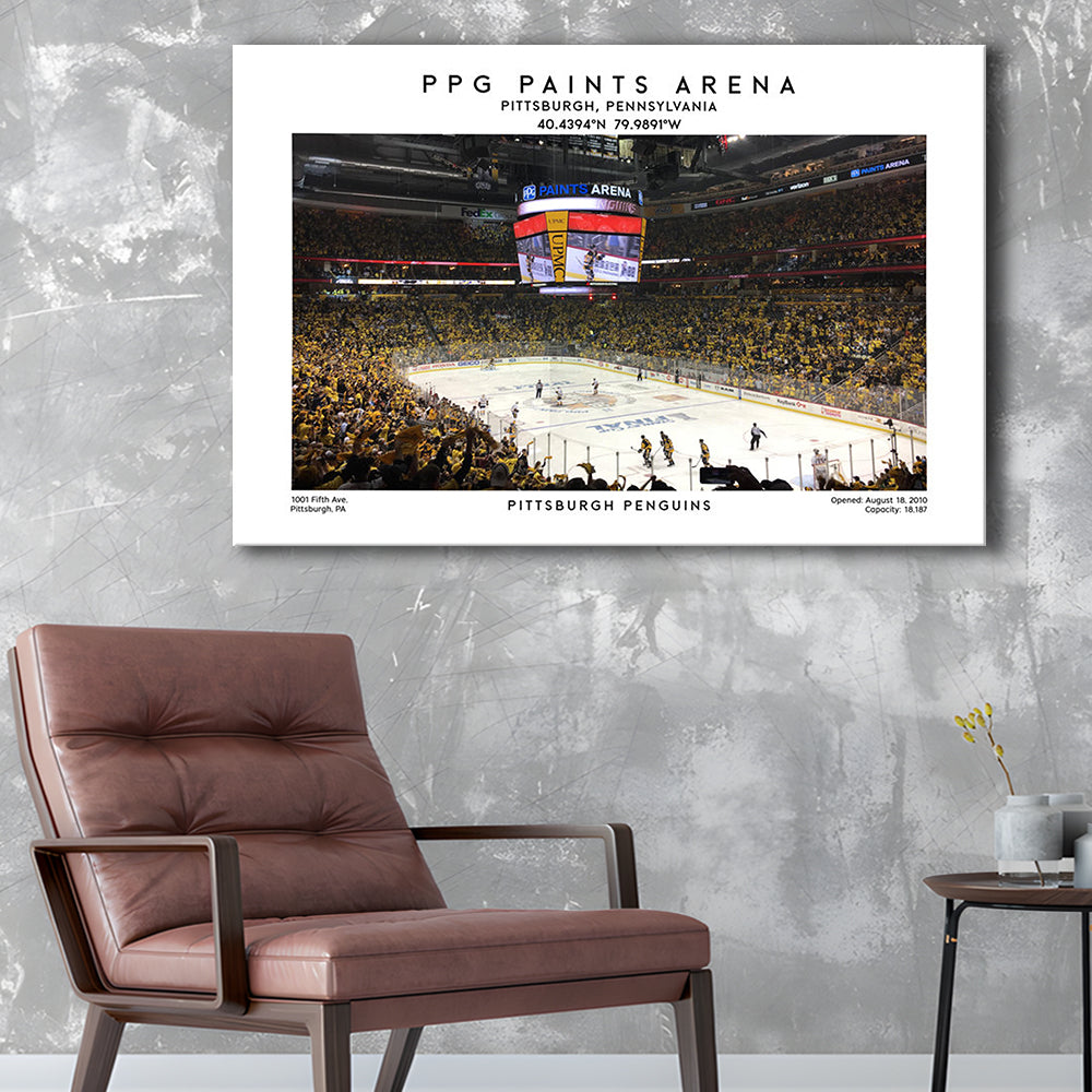 Ppg Paints Arena, Pittsburgh Hockey Stadium Wall Art Print, Sport Art Print, Canvas Print Wall Art, Man Cave Gift