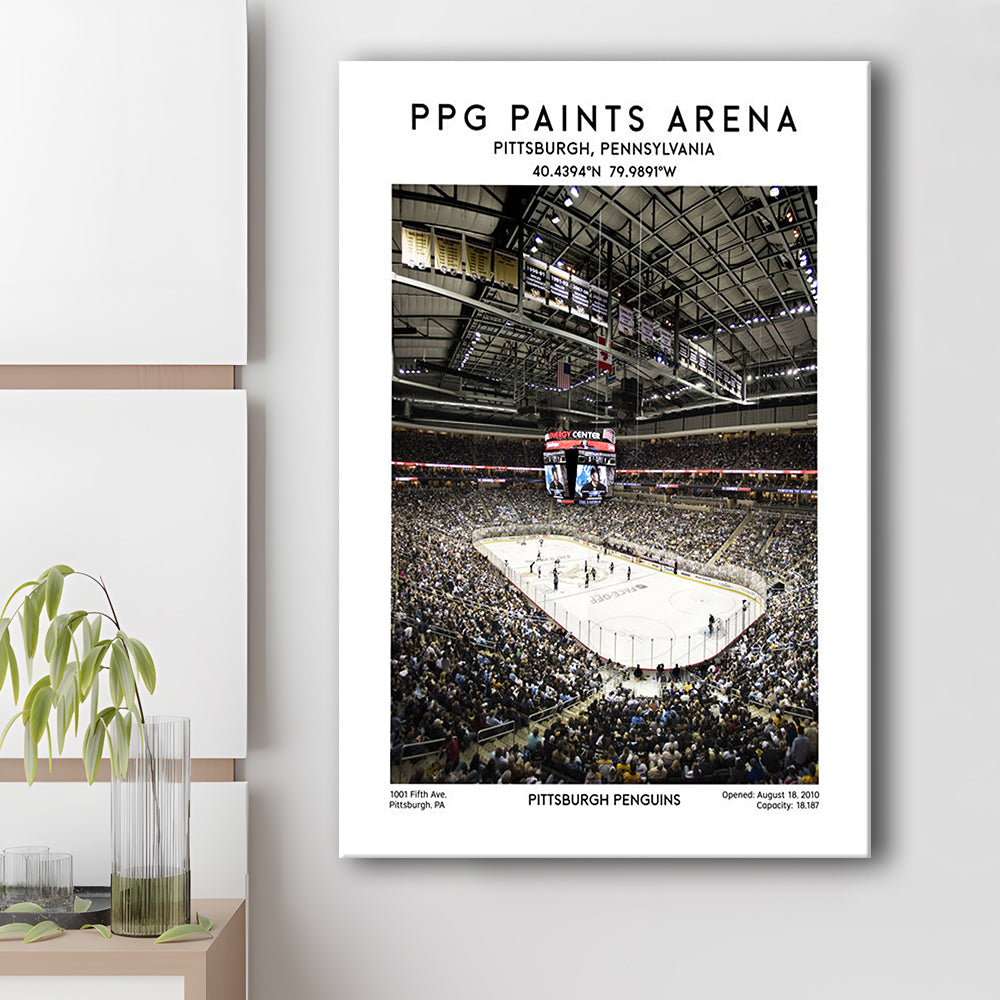 Ppg Paints Arena Print, Pittsburgh Penguins Hockey Stadium Wall Art, Canvas Prints Wall Art, Man Cave Decor