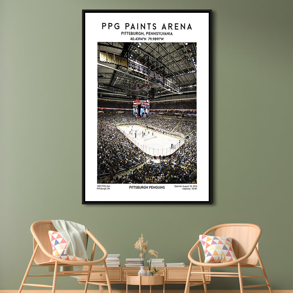 Ppg Paints Arena Print, Pittsburgh Penguins Hockey Stadium Wall Art, Framed Canvas Prints Wall Art