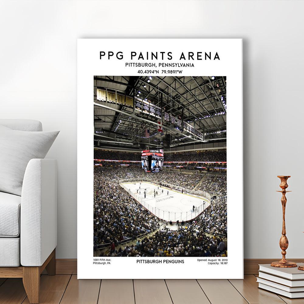 Ppg Paints Arena Print, Pittsburgh Penguins Hockey Stadium Wall Art, Canvas Prints Wall Art, Man Cave Decor
