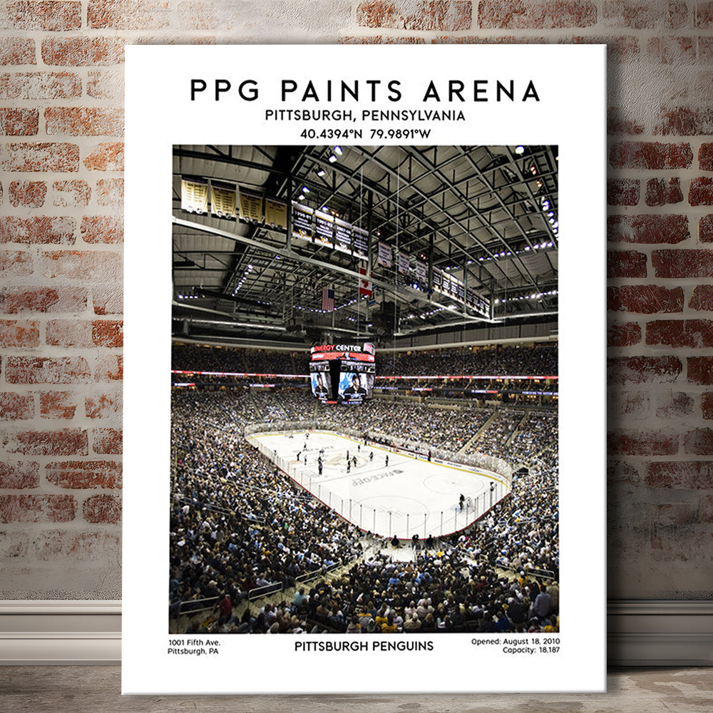 Ppg Paints Arena Print, Pittsburgh Penguins Hockey Stadium Wall Art, Canvas Prints Wall Art, Man Cave Decor