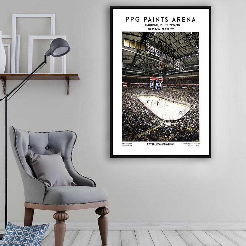 Ppg Paints Arena Print, Pittsburgh Penguins Hockey Stadium Wall Art, Framed Canvas Prints Wall Art