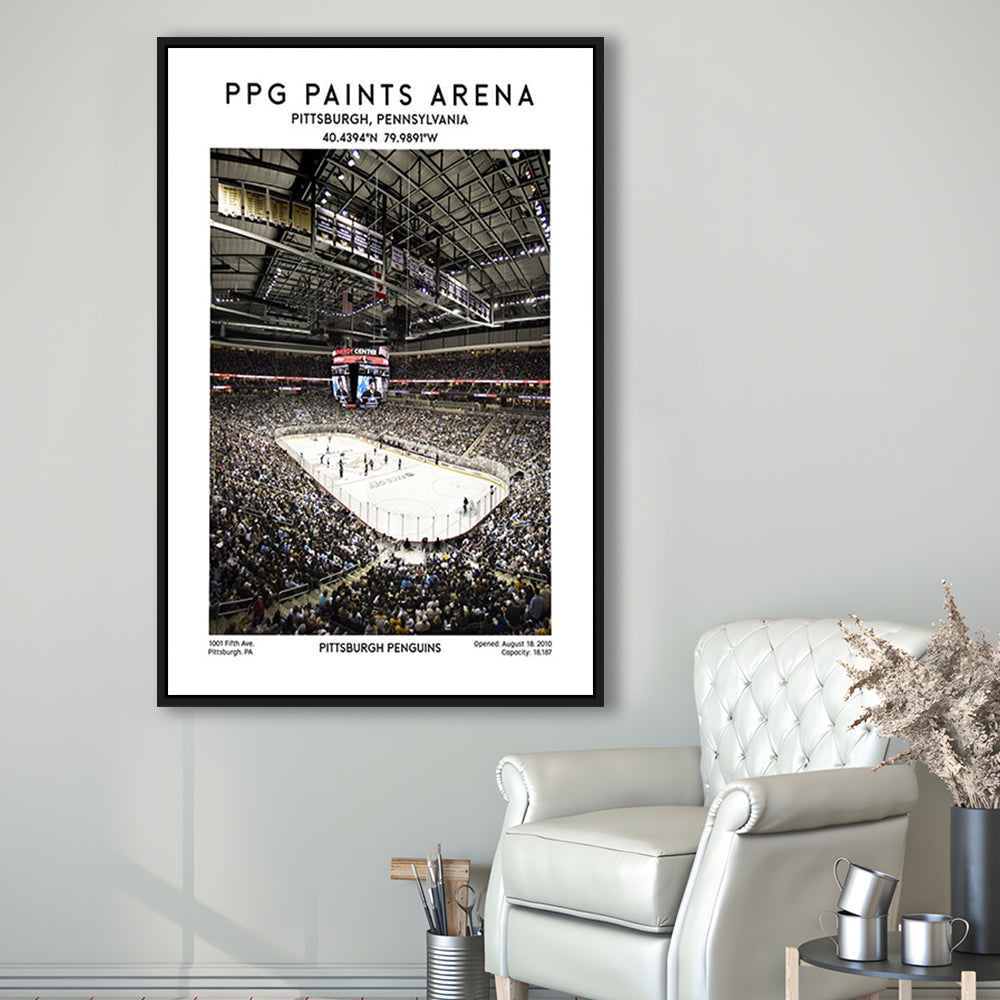 Ppg Paints Arena Print, Pittsburgh Penguins Hockey Stadium Wall Art, Framed Canvas Prints Wall Art