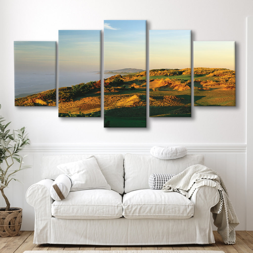 Pacific Dunes Golf Club Hole 11 Pacific Dunes Golf Courses, Golf Art Print, 5 Pieces Mixed Canvas Print Wall Art