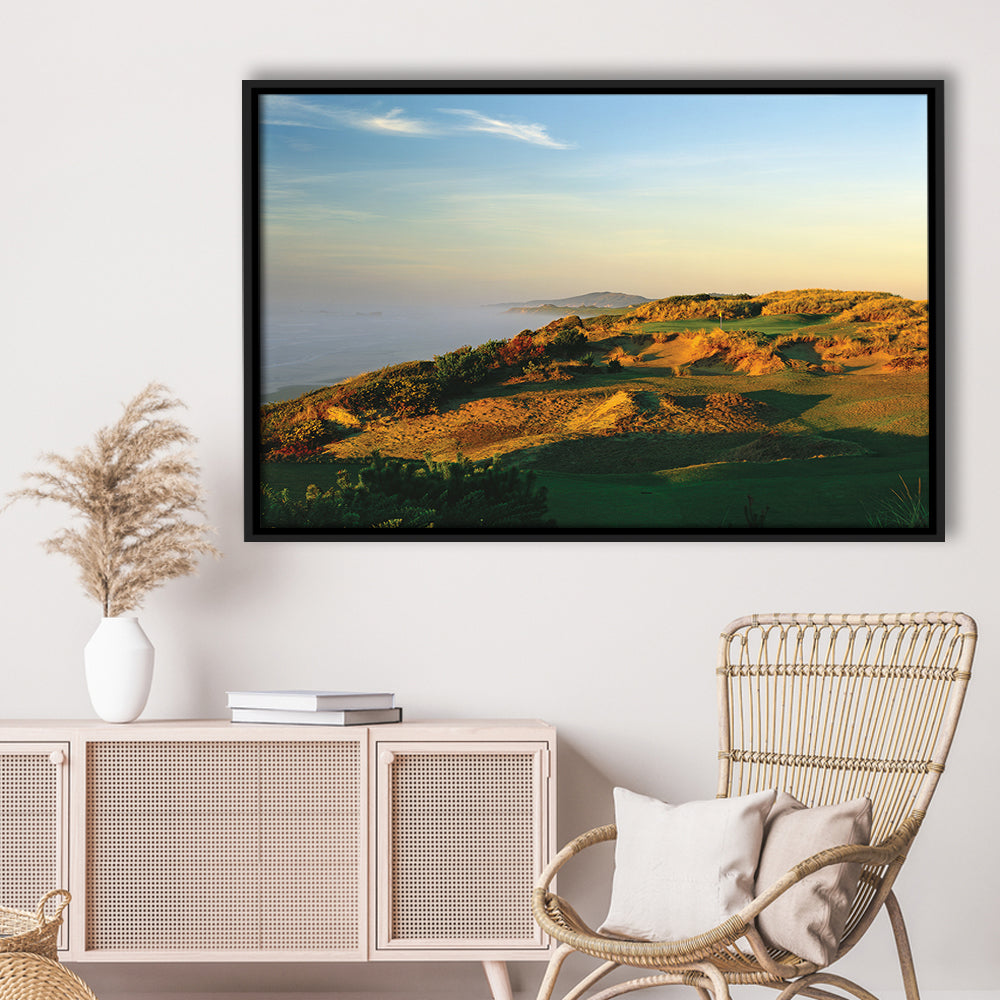 Pacific Dunes Golf Club Hole 11 Pacific Dunes Golf Courses, Floating Framed Canvas Print Wall Art