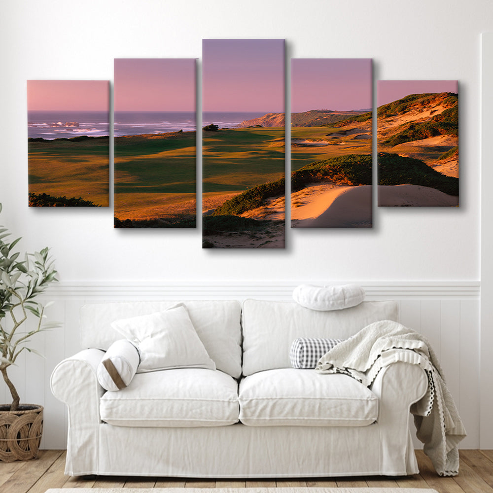 Pacific Dunes Golf Courses Hole 13, Bandon, Oregon, Golf Art Print, 5 Pieces Mixed Canvas Print Wall Art