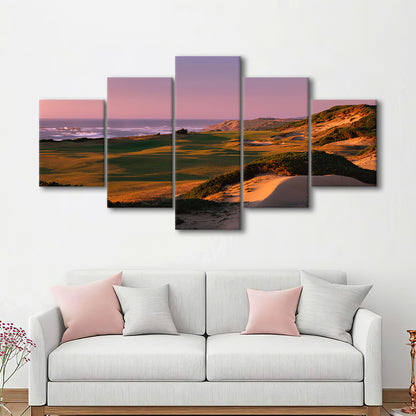 Pacific Dunes Golf Courses Hole 13, Bandon, Oregon, Golf Art Print, 5 Pieces Mixed Canvas Print Wall Art