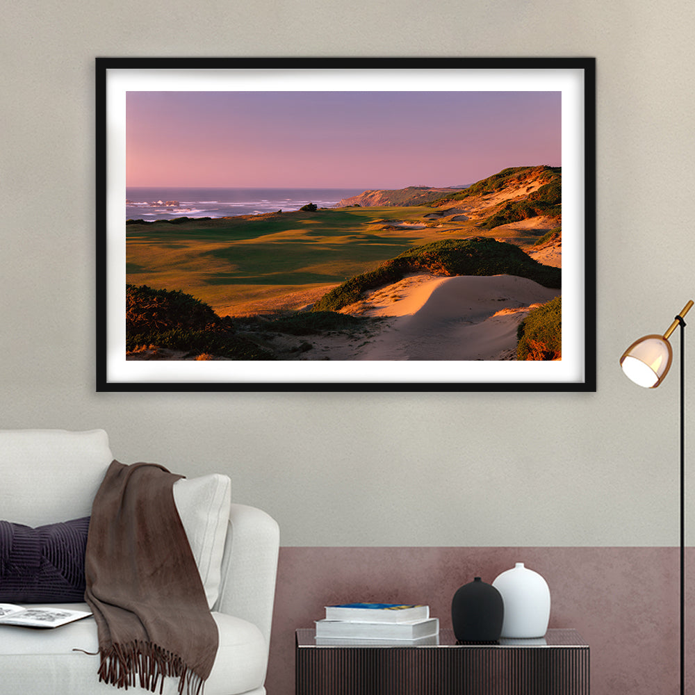 Pacific Dunes Golf Courses Hole 13, Bandon, Oregon, Goft Art Print, Framed Art Print White Border Wall Decor