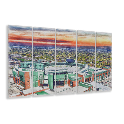Packers Stadium Painting Canvas, Lambeau Field Watercolor, Sport Art, Extra Large Canvas Print Wall Art