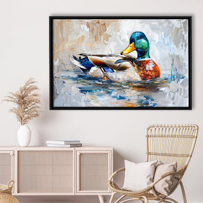 Painting Mallard Duck Portrait, Framed Canvas Print, Painting Art, Floating Framed Canvas Print Wall Art
