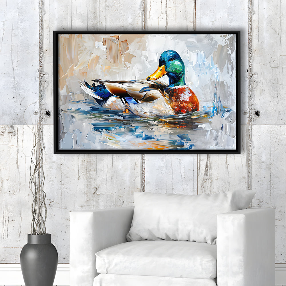 Painting Mallard Duck Portrait, Framed Canvas Print, Painting Art, Floating Framed Canvas Print Wall Art