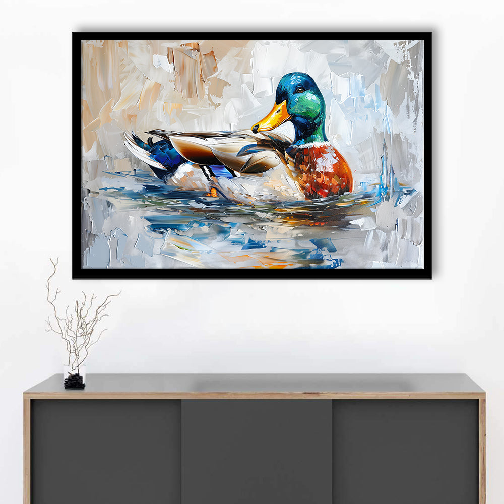 Painting Mallard Duck Portrait, Framed  Print, Painting Art, Framed Art Print Wall Decor, Framed Picture