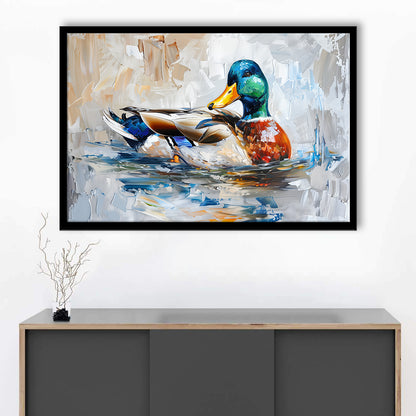 Painting Mallard Duck Portrait, Framed  Print, Painting Art, Framed Art Print Wall Decor, Framed Picture