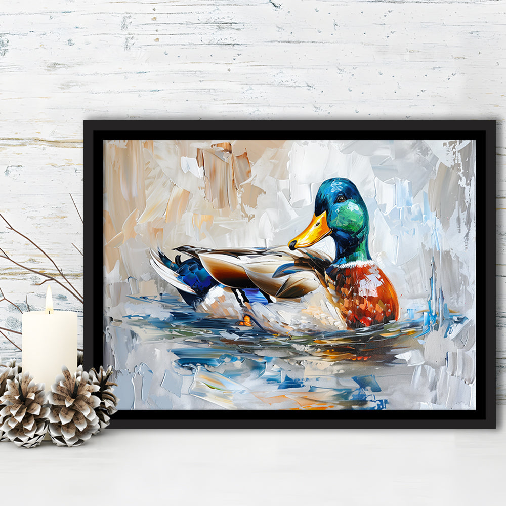 Painting Mallard Duck Portrait, Framed Canvas Print, Painting Art, Floating Framed Canvas Print Wall Art