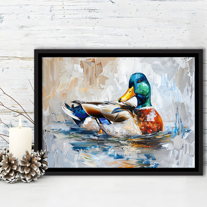 Painting Mallard Duck Portrait, Framed Canvas Print, Painting Art, Floating Framed Canvas Print Wall Art