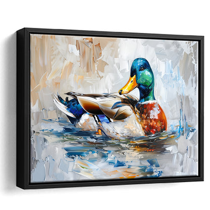 Painting Mallard Duck Portrait, Framed Canvas Print, Painting Art, Floating Framed Canvas Print Wall Art