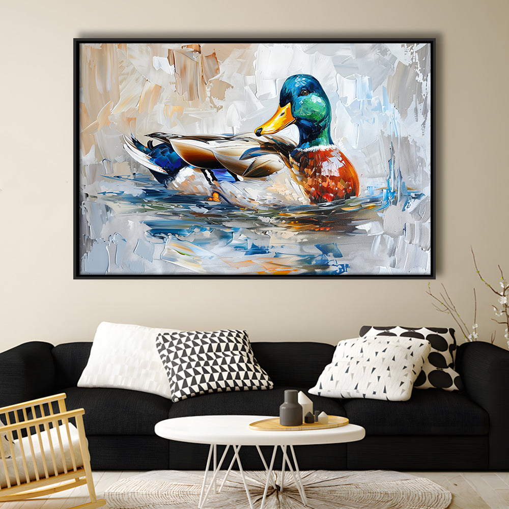 Painting Mallard Duck Portrait, Framed Canvas Print, Painting Art, Floating Framed Canvas Print Wall Art