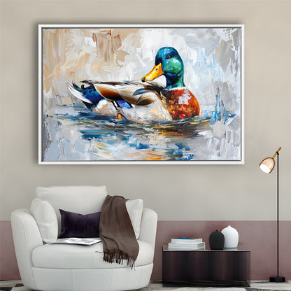Painting Mallard Duck Portrait, Framed Canvas Print, Painting Art, Floating Framed Canvas Print Wall Art