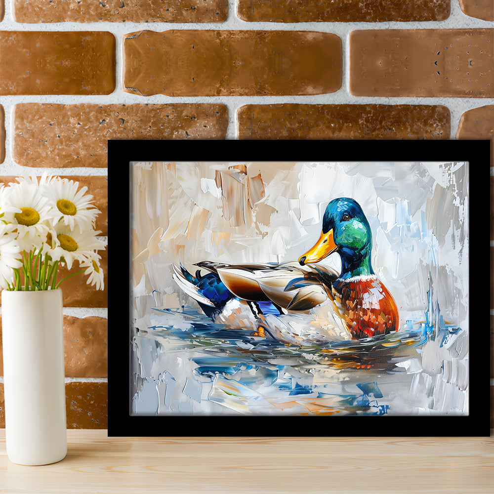 Painting Mallard Duck Portrait, Framed  Print, Painting Art, Framed Art Print Wall Decor, Framed Picture