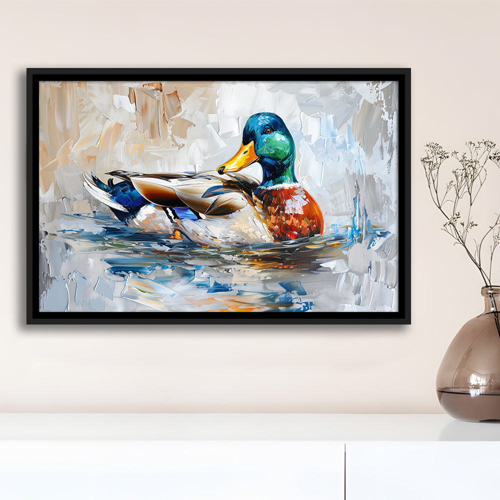 Painting Mallard Duck Portrait, Framed Canvas Print, Painting Art, Floating Framed Canvas Print Wall Art
