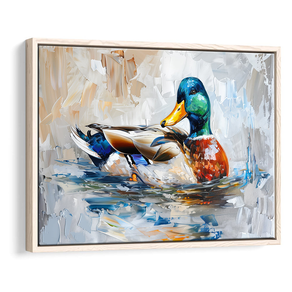 Painting Mallard Duck Portrait, Framed Canvas Print, Painting Art, Floating Framed Canvas Print Wall Art