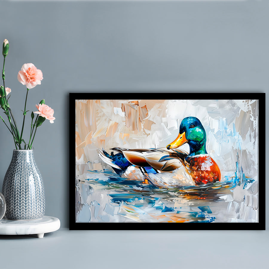 Painting Mallard Duck Portrait, Framed  Print, Painting Art, Framed Art Print Wall Decor, Framed Picture