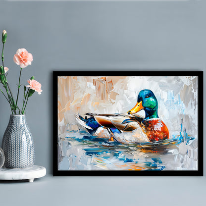 Painting Mallard Duck Portrait, Framed  Print, Painting Art, Framed Art Print Wall Decor, Framed Picture