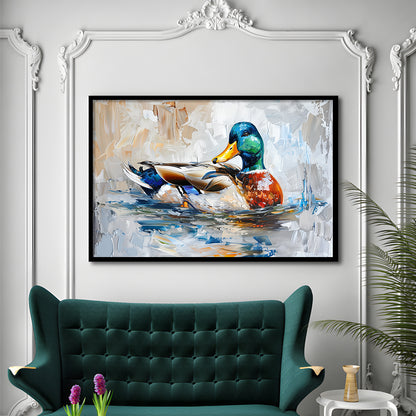 Painting Mallard Duck Portrait, Framed  Print, Painting Art, Framed Art Print Wall Decor, Framed Picture