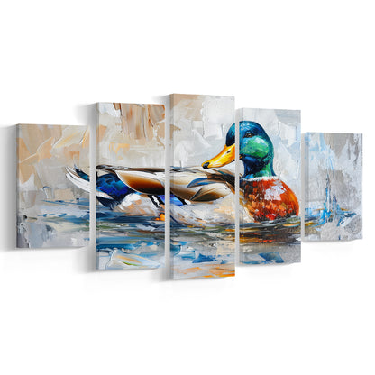 Painting Mallard Duck Portrait, Canvas Art Decor Print, Painting Art, Mixed Panels Canvas Print Wall Art