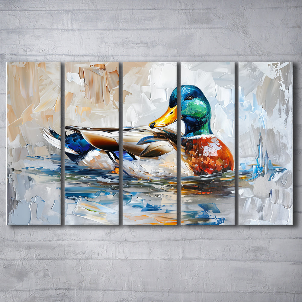 Painting Mallard Duck Portrait, Canvas Art Print, Painting Art, Multi Panels Canvas Print Wall Art