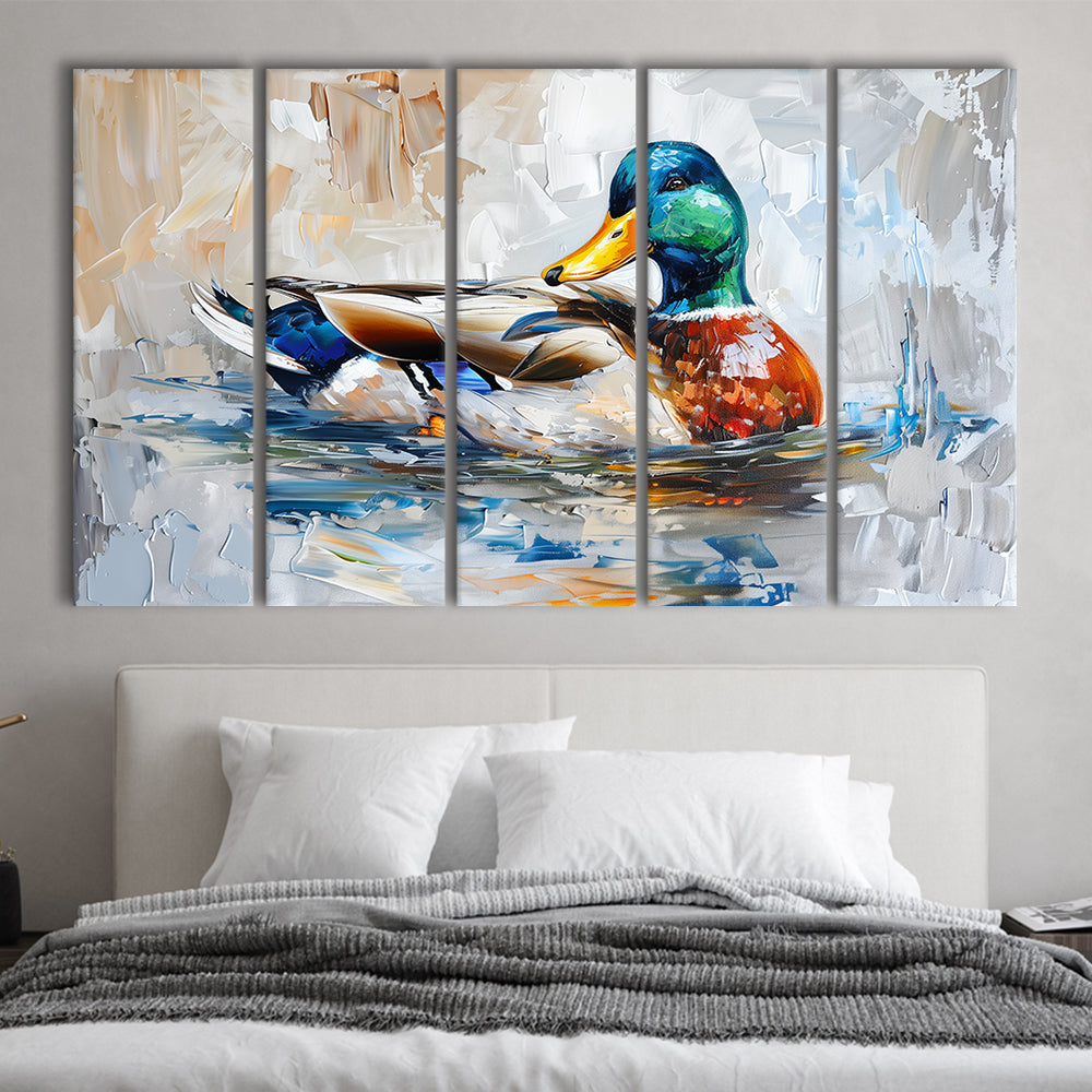 Painting Mallard Duck Portrait, Canvas Art Print, Painting Art, Multi Panels Canvas Print Wall Art