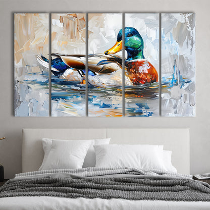 Painting Mallard Duck Portrait, Canvas Art Print, Painting Art, Multi Panels Canvas Print Wall Art