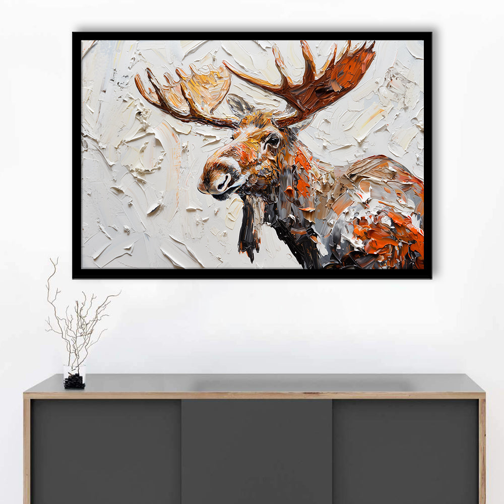 Painting Of Portrait Moose, Framed  Print, Painting Art, Framed Art Print Wall Decor, Framed Picture