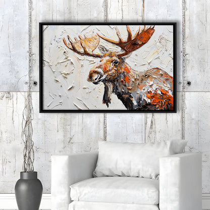 Painting Of Portrait Moose, Framed Canvas Print, Painting Art, Floating Framed Canvas Print Wall Art