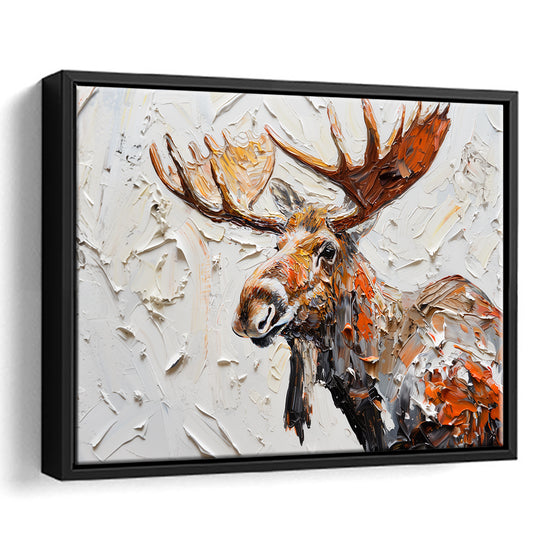 Painting Of Portrait Moose, Framed Canvas Print, Painting Art, Floating Framed Canvas Print Wall Art