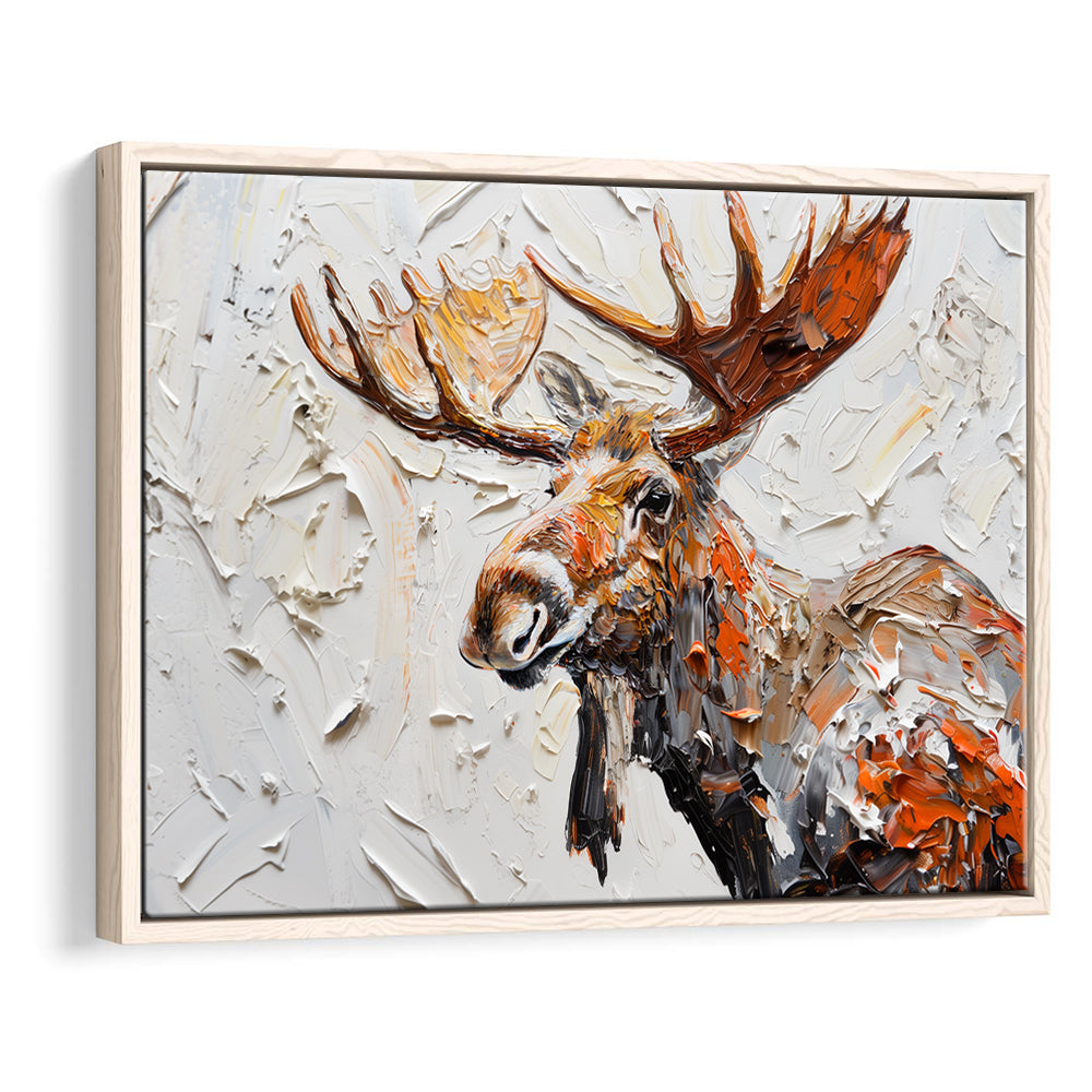 Painting Of Portrait Moose, Framed Canvas Print, Painting Art, Floating Framed Canvas Print Wall Art