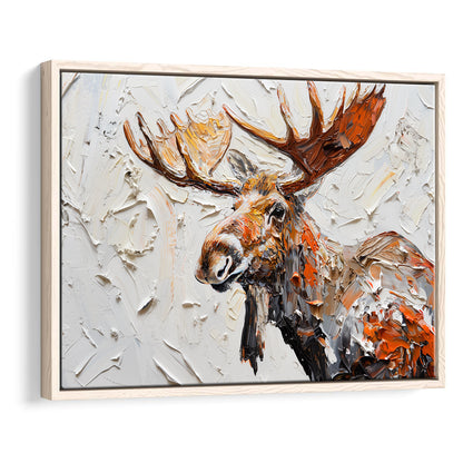 Painting Of Portrait Moose, Framed Canvas Print, Painting Art, Floating Framed Canvas Print Wall Art
