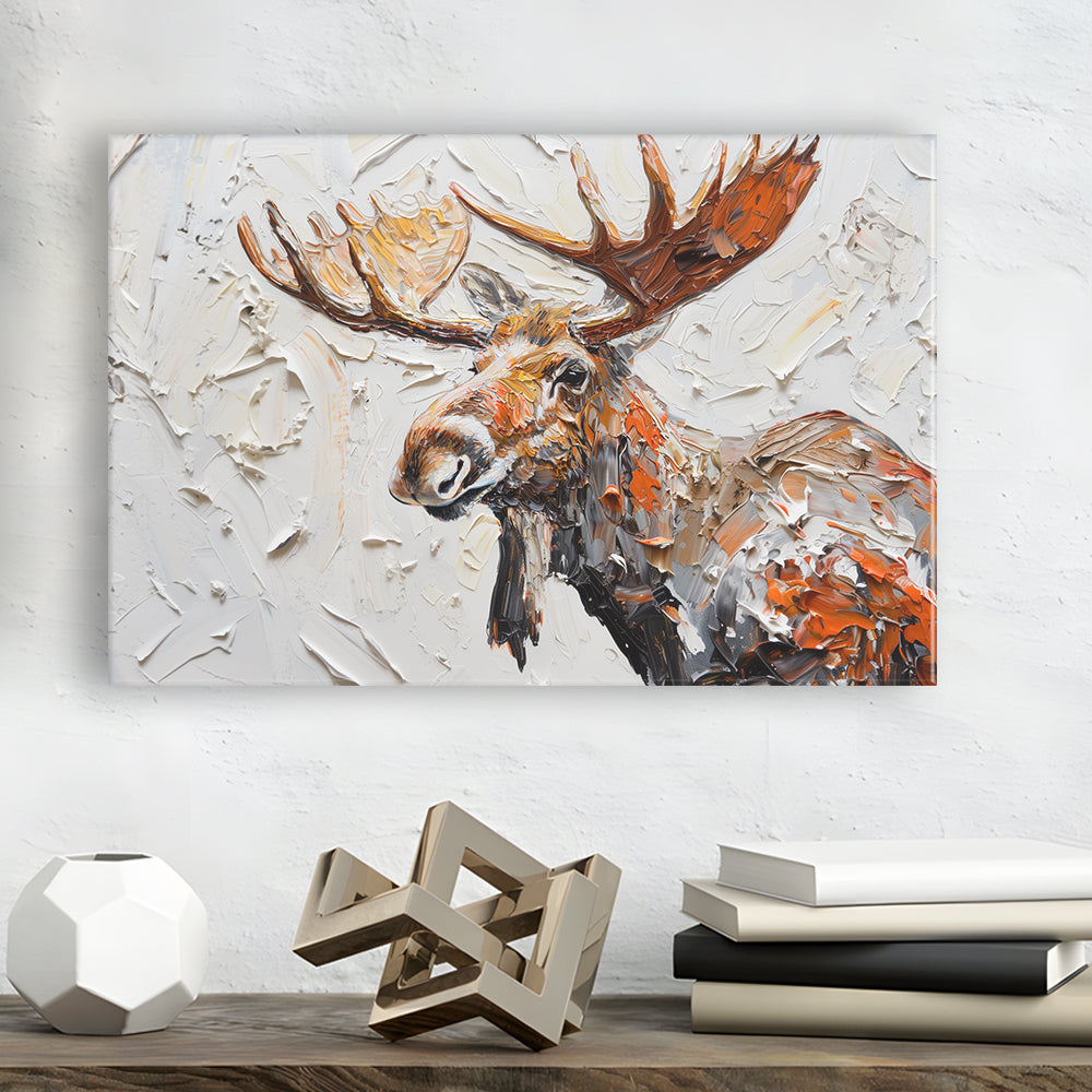 Painting Of Portrait Moose, Canvas Art Decor Print, Painting Art, Canvas Print Wall Art Home Decor
