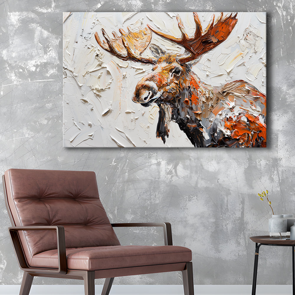Painting Of Portrait Moose, Canvas Art Decor Print, Painting Art, Canvas Print Wall Art Home Decor
