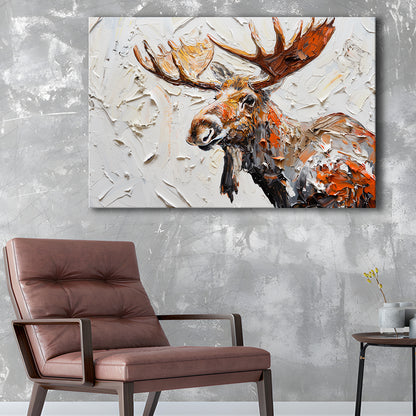 Painting Of Portrait Moose, Canvas Art Decor Print, Painting Art, Canvas Print Wall Art Home Decor