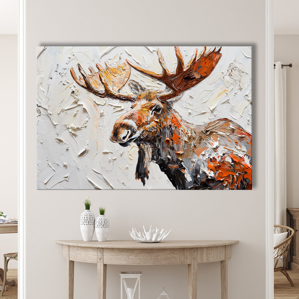 Painting Of Portrait Moose, Canvas Art Decor Print, Painting Art, Canvas Print Wall Art Home Decor
