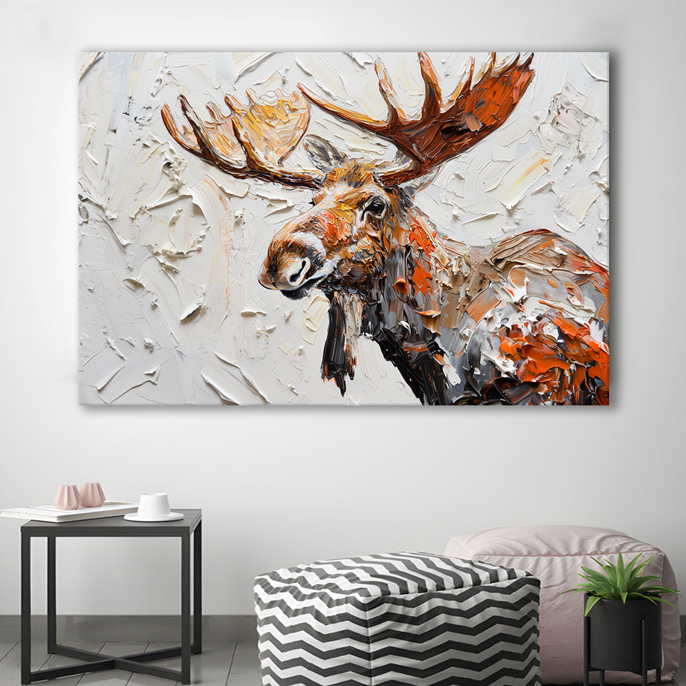 Painting Of Portrait Moose, Canvas Art Decor Print, Painting Art, Canvas Print Wall Art Home Decor