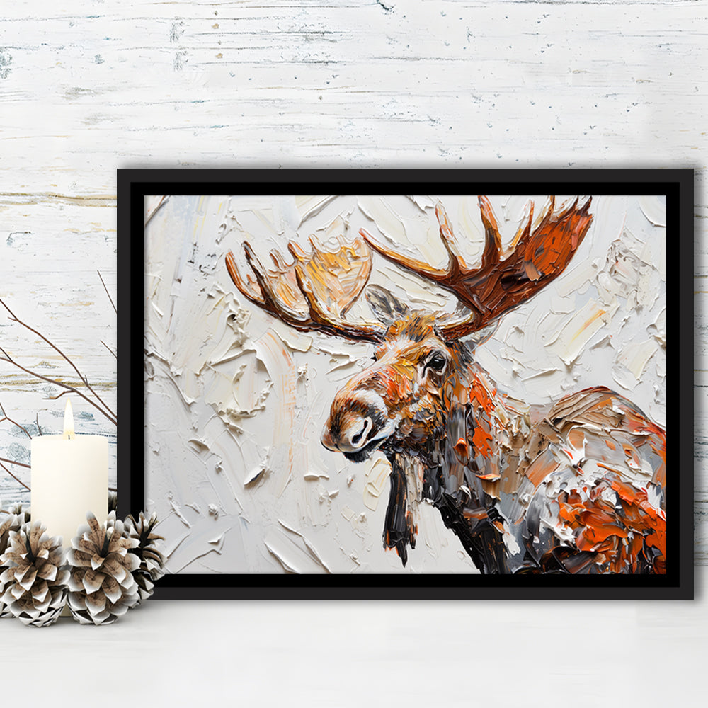 Painting Of Portrait Moose, Framed Canvas Print, Painting Art, Floating Framed Canvas Print Wall Art