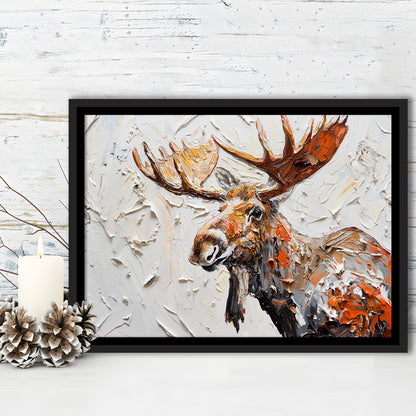Painting Of Portrait Moose, Framed Canvas Print, Painting Art, Floating Framed Canvas Print Wall Art